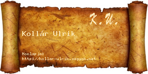 Kollár Ulrik névjegykártya